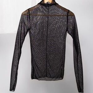 Free People Black Netting Long Sleeve Blouse